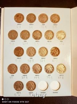 Buffalo Nickels Collection in Folder / Book, 57 Buffalo Coins, missing 7