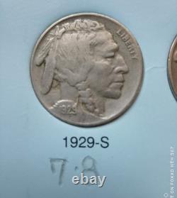 Buffalo Nickels Collection in Folder / Book, 57 Buffalo Coins, missing 7