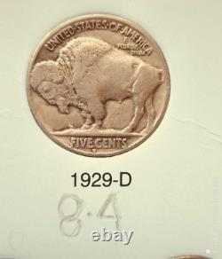 Buffalo Nickels Collection in Folder / Book, 57 Buffalo Coins, missing 7
