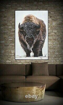 Buffalo Painting, Bison, Wall Decor, Artwork, Personalized Canvas Print