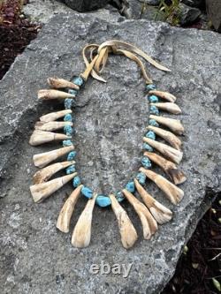 Buffalo tooth necklace Native American made Mountain Man rendezvous bison teeth