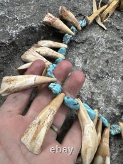 Buffalo tooth necklace Native American made Mountain Man rendezvous bison teeth