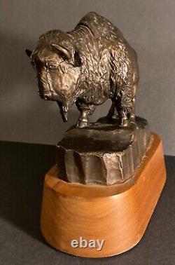 CATALINA ISLAND CONSERVANCY CATALINA BUFFALO SIGNED SCULPTURE on Base withPlaque
