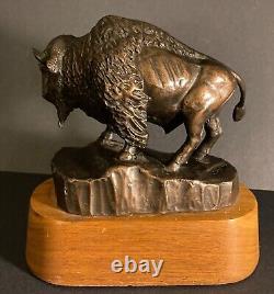 CATALINA ISLAND CONSERVANCY CATALINA BUFFALO SIGNED SCULPTURE on Base withPlaque