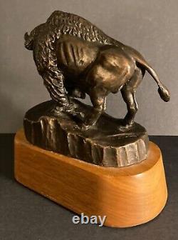 CATALINA ISLAND CONSERVANCY CATALINA BUFFALO SIGNED SCULPTURE on Base withPlaque