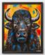 CHAVEZ Original Pop Art Bison Painting 14x18 Canvas Modern Wildlife Decor