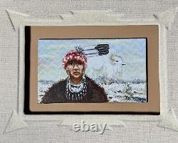CHEROKEE Native American PORTRAIT Original Art SIGNED White Buffalo BISON Framed