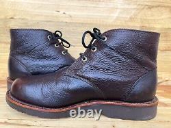 CHIPPEWA Brown Briar American Bison Leather Work Boots Size US 8.5 D Lace Up