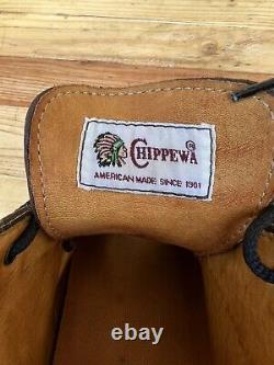CHIPPEWA Brown Briar American Bison Leather Work Boots Size US 8.5 D Lace Up