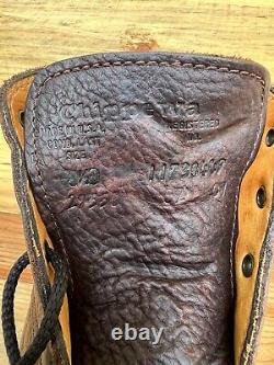 CHIPPEWA Brown Briar American Bison Leather Work Boots Size US 8.5 D Lace Up