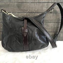 CORONADO Black & Brown Bison Leather Flap Concealed Bag