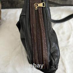 CORONADO Black & Brown Bison Leather Flap Concealed Bag