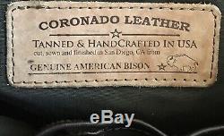 CORONADO Leather Women's Brown Genuine Bison Made In USA Shoulder Bag, MSRP $698