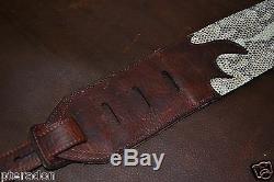 Carlino Custom Exotic Rattlesnake Embossed Guitar Strap, with bison leather ends
