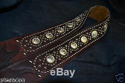 Carlino Identity Paul Stanley Style Studded Brown Bison Leather Guitar Strap