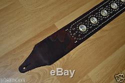 Carlino Identity Paul Stanley Style Studded Brown Bison Leather Guitar Strap