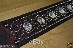 Carlino Identity Paul Stanley Style Studded Brown Bison Leather Guitar Strap