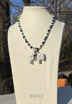 Carolyn Pollack Sterling Silver White Howlite Bison Buffalo Pendant Necklace