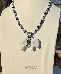 Carolyn Pollack Sterling Silver White Howlite Bison Buffalo Pendant Necklace