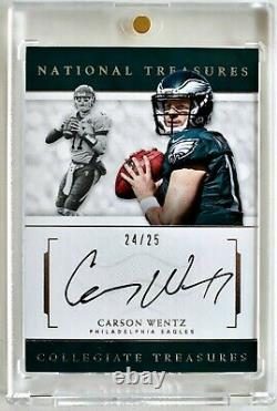 Carson Wentz 2016 National Treasures /25 On-card Auto Eagles Rookie Bison