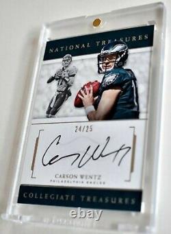 Carson Wentz 2016 National Treasures /25 On-card Auto Eagles Rookie Bison