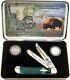 Case XX American Bison/Buffalo Nickels Folding Knife Stainless Blades Made USA