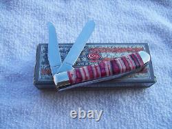 Case xx USA Mini Trapper Elk & Bison Red Fossil Tooth Custom Handles with COA NIB