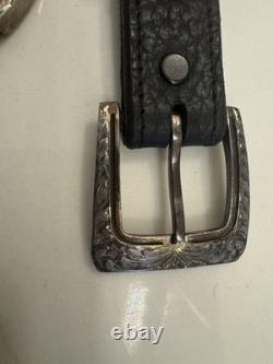 Chacon Black American Bison 1 Belt with Chacon Sterling Buckle Set 32 size belt