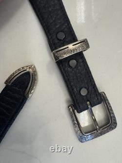 Chacon Black American Bison 1 Belt with Chacon Sterling Buckle Set 32 size belt