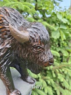 Chainsaw Carved Buffalo Bison Wood Carving Animals Wildlife Art Sculpture Statue Chainsaw Carved Buffalo Bison Wood Carving Animals Wildlife Art Sculpture Statue