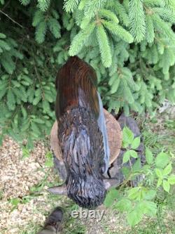 Chainsaw Carved Buffalo Bison Wood Carving Animals Wildlife Art Sculpture Statue