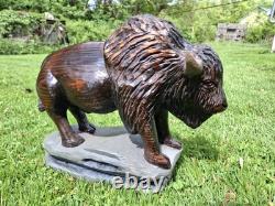 Chainsaw Carved Buffalo Bison Wood Carving Animals Wildlife Art Sculpture Statue Chainsaw Carved Buffalo Bison Wood Carving Animals Wildlife Art Sculpture Statue
