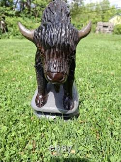 Chainsaw Carved Buffalo Bison Wood Carving Animals Wildlife Art Sculpture Statue