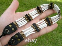 Choker necklace genuine good luck dentalium shells bones Bison leather costume