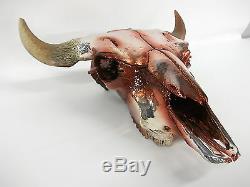Chrome Bones Real Buffalo Skull Bison Decor Mancave Art Taxidermy Rockabilly
