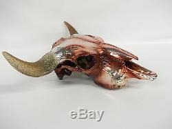 Chrome Bones Real Buffalo Skull Bison Decor Mancave Art Taxidermy Rockabilly