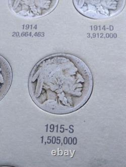 Complete Buffalo Nickel Date Set No 3-leg! Close Up Pictures
