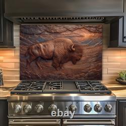 Copper Effect Bison Wall Art, Western Buffalo Decor, Rustic Lodge Wildlife Art