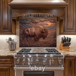 Copper Effect Bison Wall Art, Western Buffalo Decor, Rustic Lodge Wildlife Art