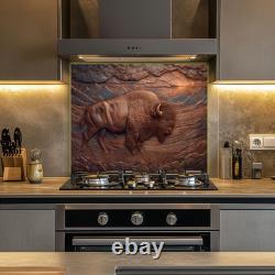 Copper Effect Bison Wall Art, Western Buffalo Decor, Rustic Lodge Wildlife Art
