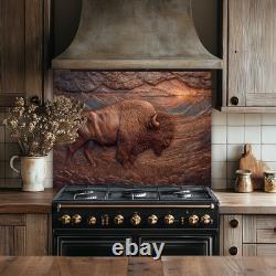 Copper Effect Bison Wall Art, Western Buffalo Decor, Rustic Lodge Wildlife Art