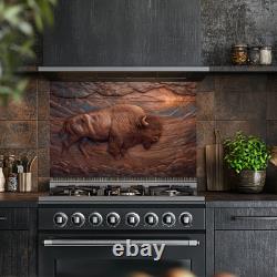Copper Effect Bison Wall Art, Western Buffalo Decor, Rustic Lodge Wildlife Art