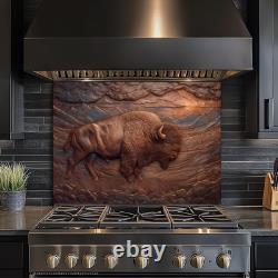 Copper Effect Bison Wall Art, Western Buffalo Decor, Rustic Lodge Wildlife Art