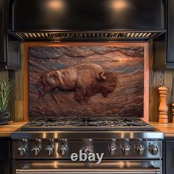 Copper Effect Bison Wall Art, Western Buffalo Decor, Rustic Lodge Wildlife Art