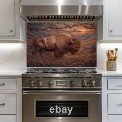 Copper Effect Bison Wall Art, Western Buffalo Decor, Rustic Lodge Wildlife Art
