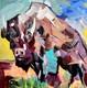 Corbellic Buffalo Bison Landscape 12x12 Abstract Impressionism Original Fine Art