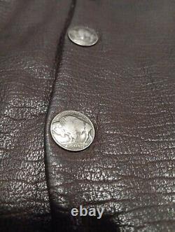 Coronado Brown Bison Leather Conceal Carry Vest Sz 50 XL Buffalo Nickel Button