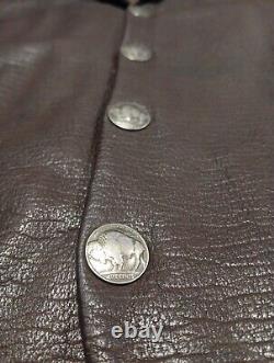 Coronado Brown Bison Leather Conceal Carry Vest Sz 50 XL Buffalo Nickel Button