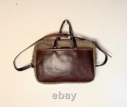 Coronado Leather Bison And Waxed Canvas Briefcase Messenger Bag USA Made