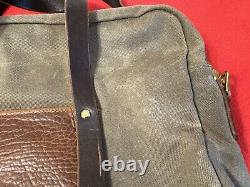 Coronado Leather Bison And Waxed Canvas Briefcase Messenger Bag USA Made